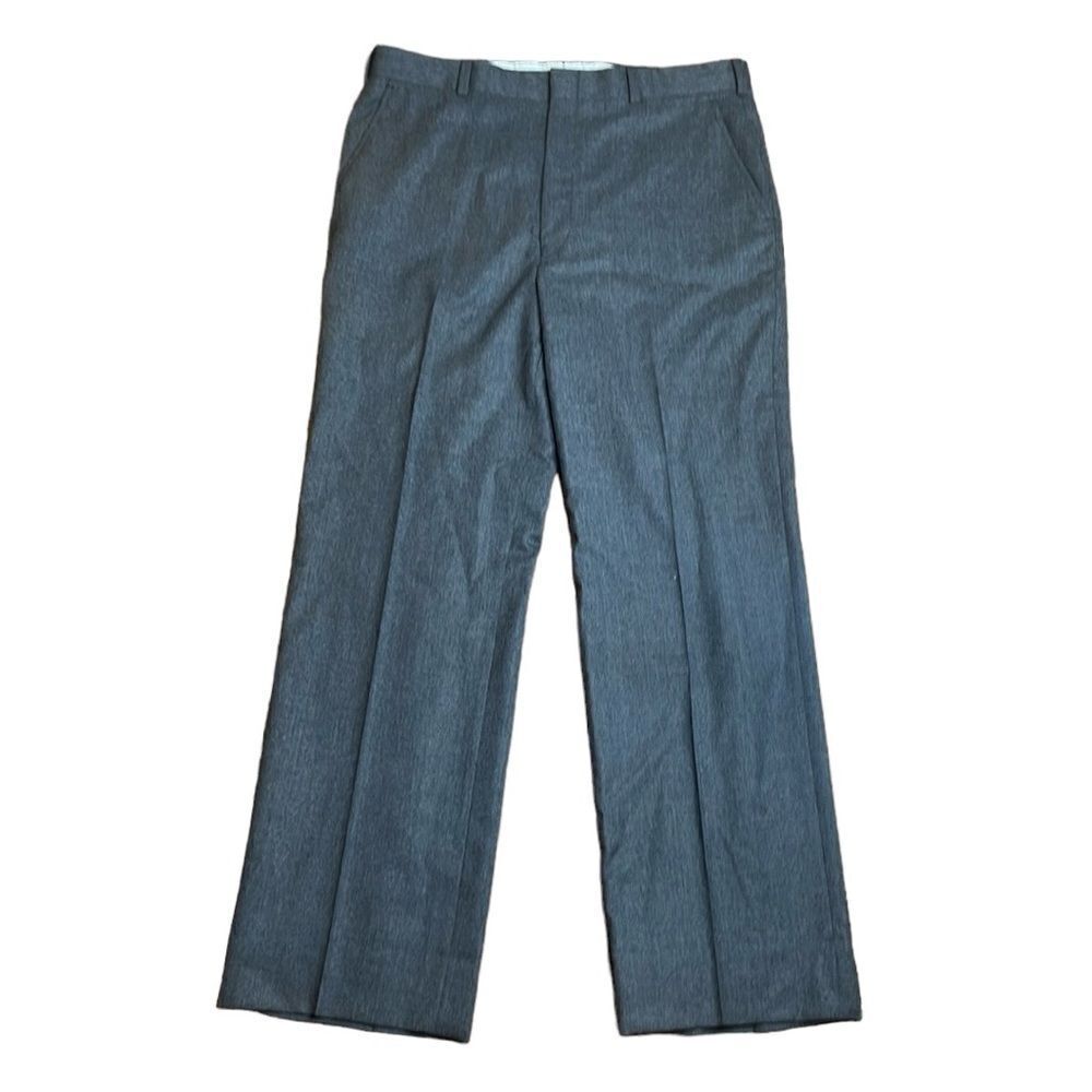 70s Vintage Halston for Men Grey Wool Trousers 34” waist 30” inseam